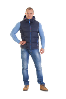 Жилет мужской пуховый синий